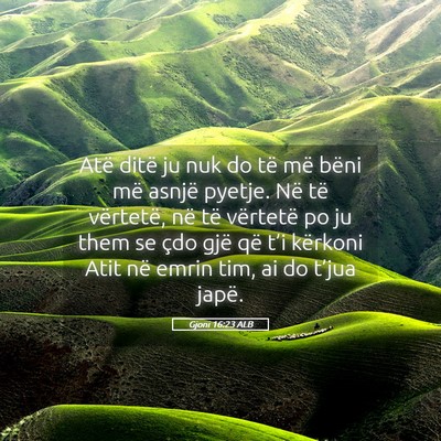 Picture 05 - Gjoni 16:23 ALB - Atë ditë ju nuk do të më bëni më asnjë - Bible Verse Picture