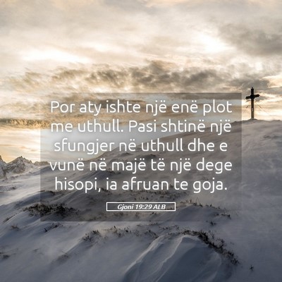 Picture 05 - Gjoni 19:29 ALB - Por aty ishte një enë plot me uthull. Pasi - Bible Verse Picture