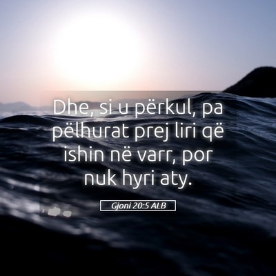Picture 05 - Gjoni 20:5 ALB - Dhe, si u përkul, pa pëlhurat prej liri që - Bible Verse Picture