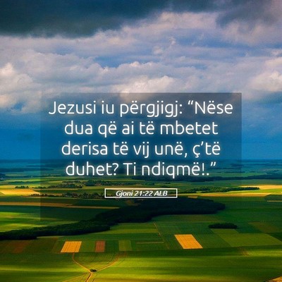 Picture 05 - Gjoni 21:22 ALB - Jezusi iu përgjigj: “Nëse dua që ai të - Bible Verse Picture