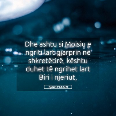 Picture 05 - Gjoni 3:14 ALB - Dhe ashtu si Moisiu e ngriti lart gjarprin në - Bible Verse Picture