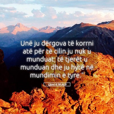 Picture 05 - Gjoni 4:38 ALB - Unë ju dërgova të korrni atë për të cilin - Bible Verse Picture