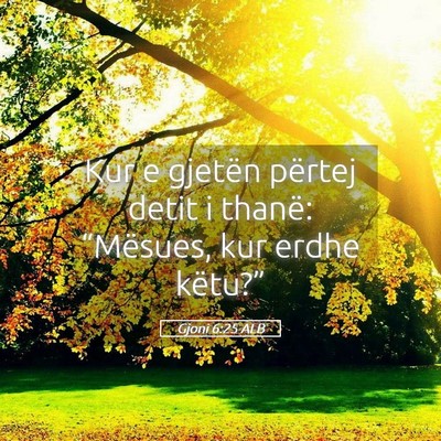 Picture 05 - Gjoni 6:25 ALB - Kur e gjetën përtej detit i thanë: “Mësues, - Bible Verse Picture