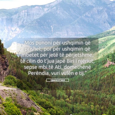 Picture 05 - Gjoni 6:27 ALB - Mos punoni për ushqimin që prishet, por për - Bible Verse Picture