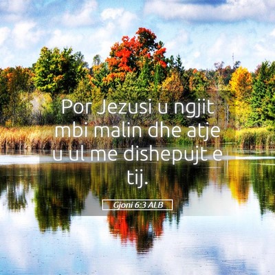 Picture 05 - Gjoni 6:3 ALB - Por Jezusi u ngjit mbi malin dhe atje u ul me - Bible Verse Picture