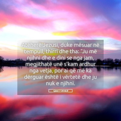 Picture 05 - Gjoni 7:28 ALB - Atëherë Jezusi, duke mësuar në tempull, - Bible Verse Picture