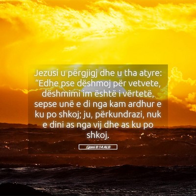 Picture 05 - Gjoni 8:14 ALB - Jezusi u përgjigj dhe u tha atyre: “Edhe pse - Bible Verse Picture