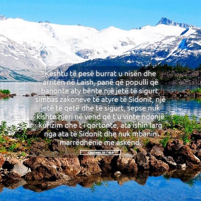 Picture 05 - Gjyqtarët 18:7 ALB - Kështu të pesë burrat u nisën dhe arritën - Bible Verse Picture