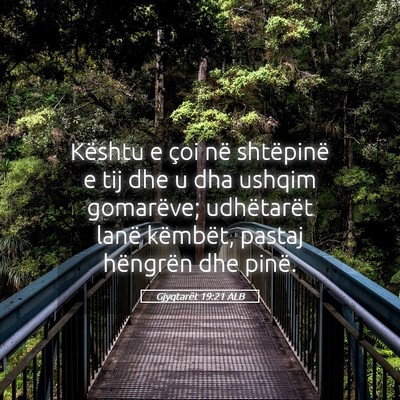 Picture 05 - Gjyqtarët 19:21 ALB - Kështu e çoi në shtëpinë e tij dhe u dha - Bible Verse Picture