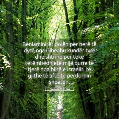 Picture 05 - Gjyqtarët 20:25 ALB - Beniaminitët dolën për herë të dytë nga - Bible Verse Picture
