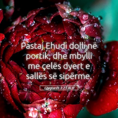 Picture 05 - Gjyqtarët 3:23 ALB - Pastaj Ehudi dolli në portik, dhe mbylli me - Bible Verse Picture
