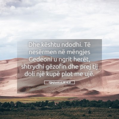 Picture 05 - Gjyqtarët 6:38 ALB - Dhe kështu ndodhi. Të nesërmen në mëngjes - Bible Verse Picture