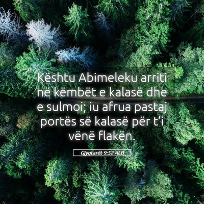 Picture 05 - Gjyqtarët 9:52 ALB - Kështu Abimeleku arriti në këmbët e kalasë - Bible Verse Picture