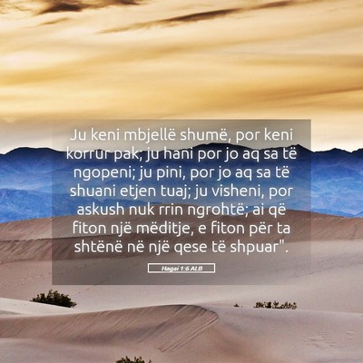 Picture 05 - Hagai 1:6 ALB - Ju keni mbjellë shumë, por keni korrur pak; ju - Bible Verse Picture