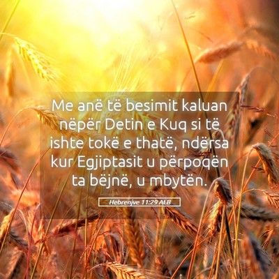 Picture 05 - Hebrenjve 11:29 ALB - Me anë të besimit kaluan nëpër Detin e Kuq si - Bible Verse Picture