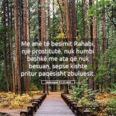 Picture 05 - Hebrenjve 11:31 ALB - Me anë të besimit Rahabi, një prostitutë, nuk - Bible Verse Picture