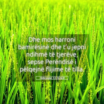 Picture 05 - Hebrenjve 13:16 ALB - Dhe mos harroni bamirësinë dhe t’u jepni - Bible Verse Picture