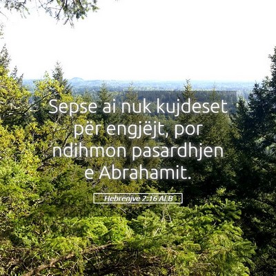 Picture 05 - Hebrenjve 2:16 ALB - Sepse ai nuk kujdeset për engjëjt, por ndihmon - Bible Verse Picture