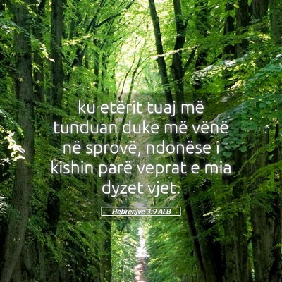 Picture 05 - Hebrenjve 3:9 ALB - ku etërit tuaj më tunduan duke më vënë në - Bible Verse Picture