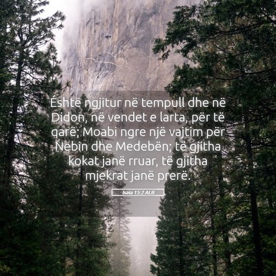 Picture 05 - Isaia 15:2 ALB - Éshtë ngjitur në tempull dhe në Didon, në - Bible Verse Picture