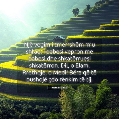 Picture 05 - Isaia 21:2 ALB - Një vegim i tmerrshëm m’u shfaq: i pabesi - Bible Verse Picture