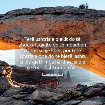 Picture 05 - Isaia 34:4 ALB - Tërë ushtria e qiellit do të zhduket, qiejtë - Bible Verse Picture