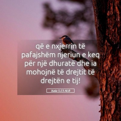 Picture 05 - Isaia 5:23 ALB - që e nxjerrin të pafajshëm njeriun e keq për - Bible Verse Picture