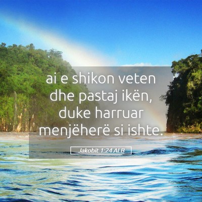 Picture 05 - Jakobit 1:24 ALB - ai e shikon veten dhe pastaj ikën, duke harruar - Bible Verse Picture