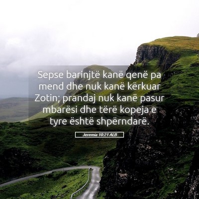 Picture 05 - Jeremia 10:21 ALB - Sepse barinjtë kanë qenë pa mend dhe nuk kanë - Bible Verse Picture