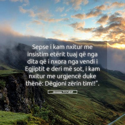 Picture 05 - Jeremia 11:7 ALB - Sepse i kam nxitur me insistim etërit tuaj që - Bible Verse Picture