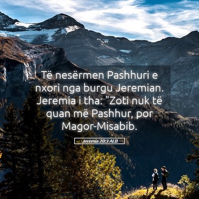 Picture 05 - Jeremia 20:3 ALB - Të nesërmen Pashhuri e nxori nga burgu - Bible Verse Picture