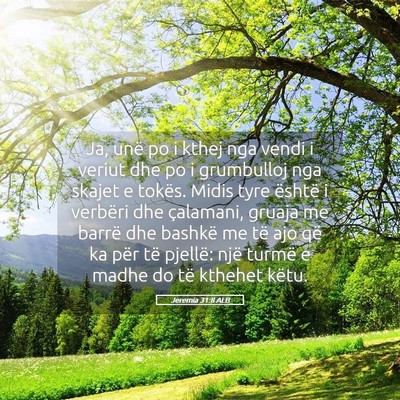 Picture 05 - Jeremia 31:8 ALB - Ja, unë po i kthej nga vendi i veriut dhe po i - Bible Verse Picture