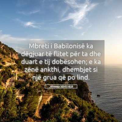 Picture 05 - Jeremia 50:43 ALB - Mbreti i Babilonisë ka dëgjuar të flitet për - Bible Verse Picture