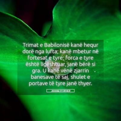 Picture 05 - Jeremia 51:30 ALB - Trimat e Babilonisë kanë hequr dorë nga lufta; - Bible Verse Picture
