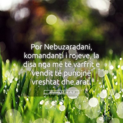 Picture 05 - Jeremia 52:16 ALB - Por Nebuzaradani, komandanti i rojeve, la disa - Bible Verse Picture