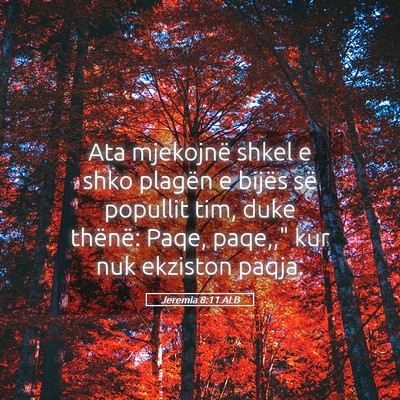 Picture 05 - Jeremia 8:11 ALB - Ata mjekojnë shkel e shko plagën e bijës së - Bible Verse Picture