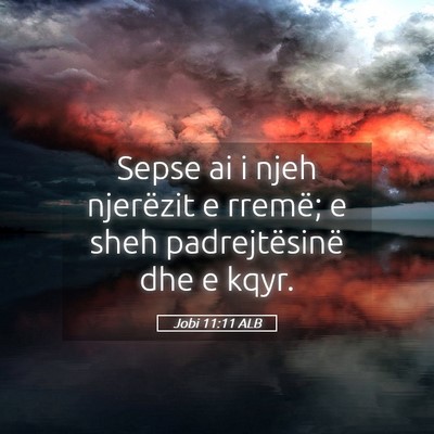 Picture 05 - Jobi 11:11 ALB - Sepse ai i njeh njerëzit e rremë; e sheh - Bible Verse Picture