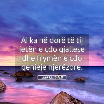 Picture 05 - Jobi 12:10 ALB - Ai ka në dorë të tij jetën e çdo gjallese - Bible Verse Picture