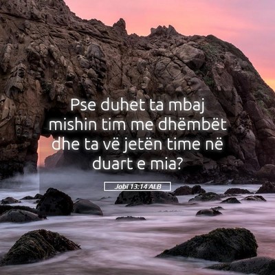 Picture 05 - Jobi 13:14 ALB - Pse duhet ta mbaj mishin tim me dhëmbët dhe ta - Bible Verse Picture