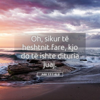 Picture 05 - Jobi 13:5 ALB - Oh, sikur të heshtnit fare, kjo do të ishte - Bible Verse Picture