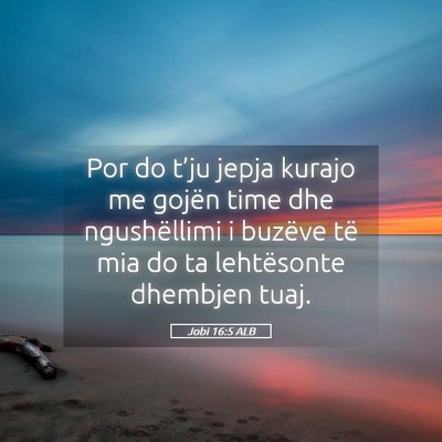 Picture 05 - Jobi 16:5 ALB - Por do t’ju jepja kurajo me gojën time dhe - Bible Verse Picture