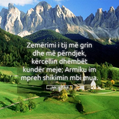Picture 05 - Jobi 16:9 ALB - Zemërimi i tij më grin dhe më përndjek, - Bible Verse Picture