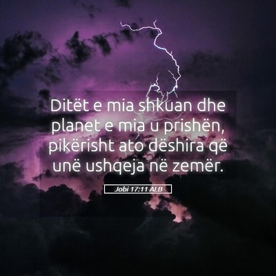 Picture 05 - Jobi 17:11 ALB - Ditët e mia shkuan dhe planet e mia u prishën, - Bible Verse Picture