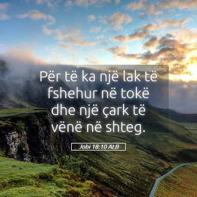 Picture 05 - Jobi 18:10 ALB - Për të ka një lak të fshehur në tokë dhe - Bible Verse Picture