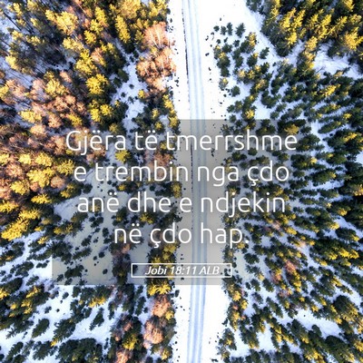 Picture 05 - Jobi 18:11 ALB - Gjëra të tmerrshme e trembin nga çdo anë dhe - Bible Verse Picture