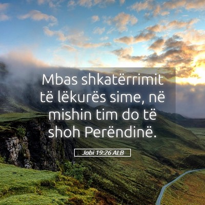 Picture 05 - Jobi 19:26 ALB - Mbas shkatërrimit të lëkurës sime, në mishin - Bible Verse Picture