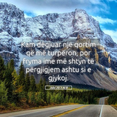 Picture 05 - Jobi 20:3 ALB - Kam dëgjuar një qortim që më turpëron, por - Bible Verse Picture