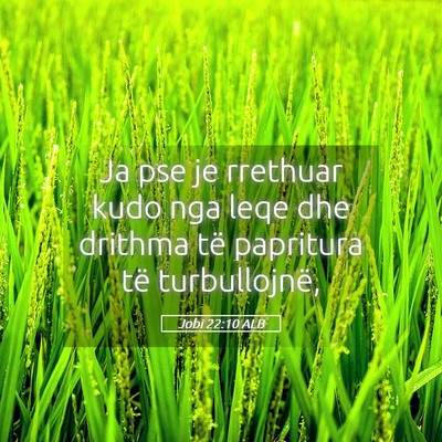 Picture 05 - Jobi 22:10 ALB - Ja pse je rrethuar kudo nga leqe dhe drithma të - Bible Verse Picture
