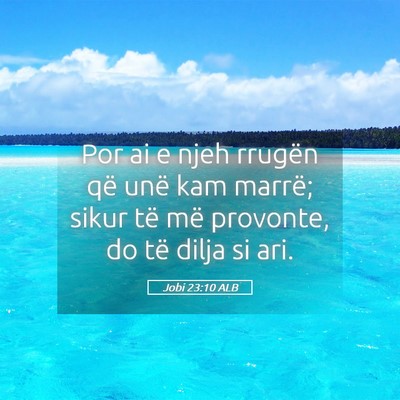 Picture 05 - Jobi 23:10 ALB - Por ai e njeh rrugën që unë kam marrë; sikur - Bible Verse Picture