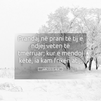 Picture 05 - Jobi 23:15 ALB - Prandaj në prani të tij e ndjej veten të - Bible Verse Picture